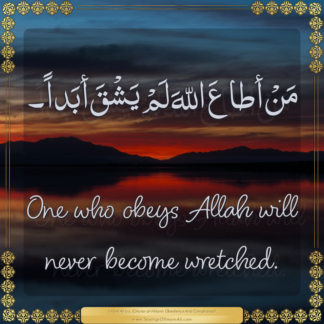 One who obeys Allah will never become wretched.